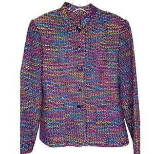 Crossing Pointe‎ Multi Color Textured Blazer Jacket Size 6 rainbow business
